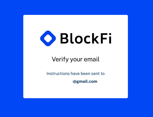 BlockFi review: email verification.