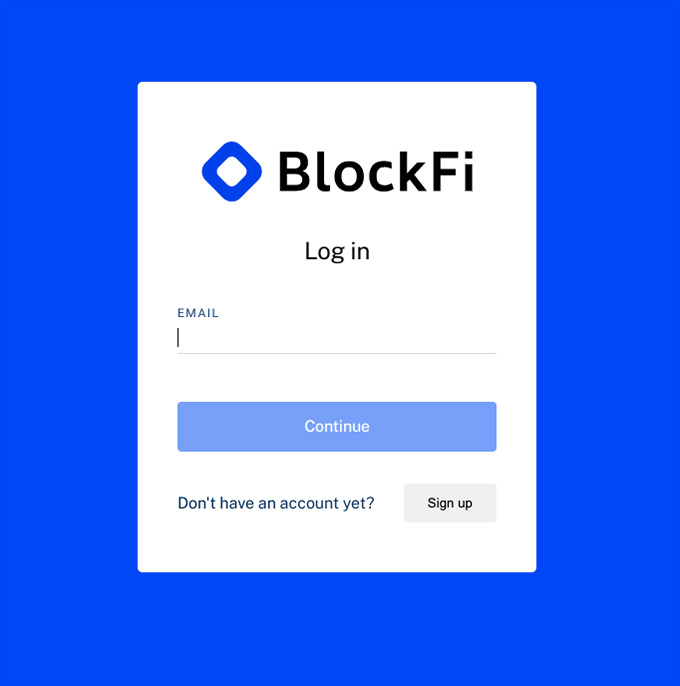 BlockFi review: log into your account.